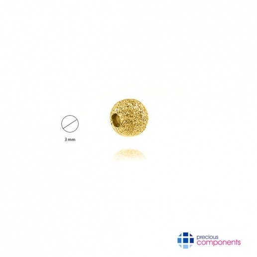 14K Yellow Gold Stardust Bead 3 mm 2 holes - Precious Components